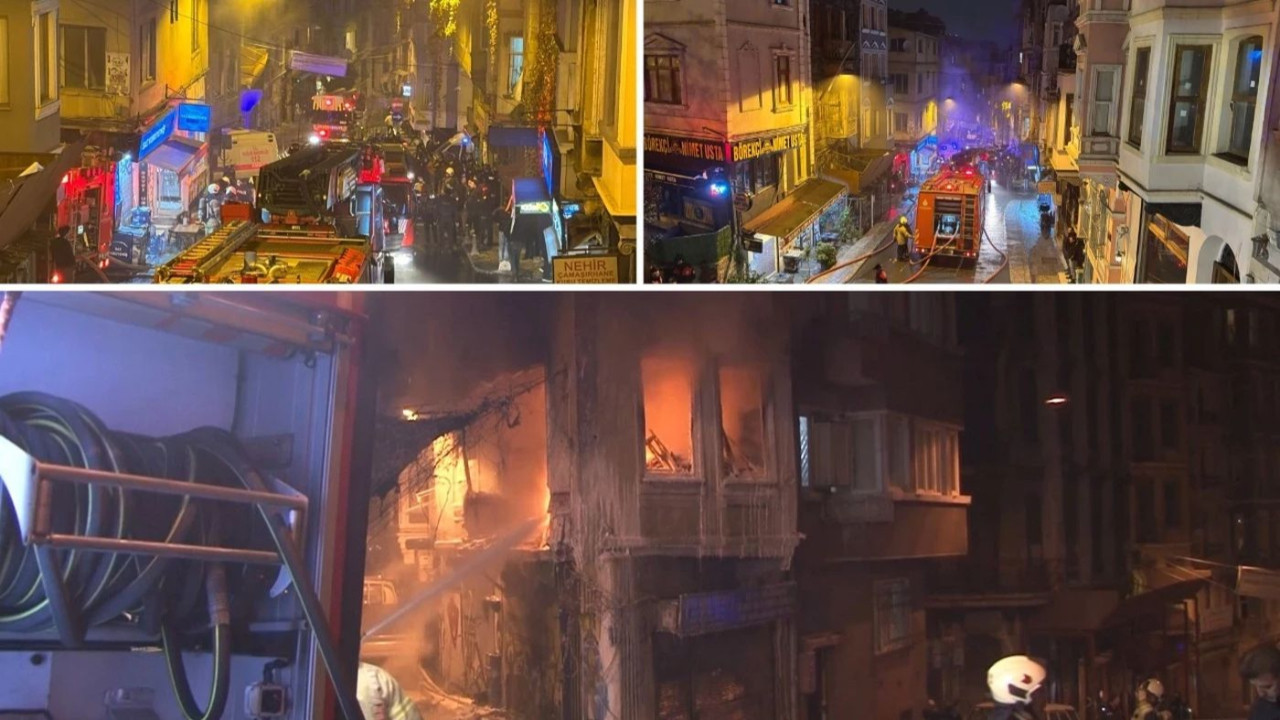 Beyoğlu’nda 4 katlı binada yangın! Çatıya sığınarak kurtuldular
