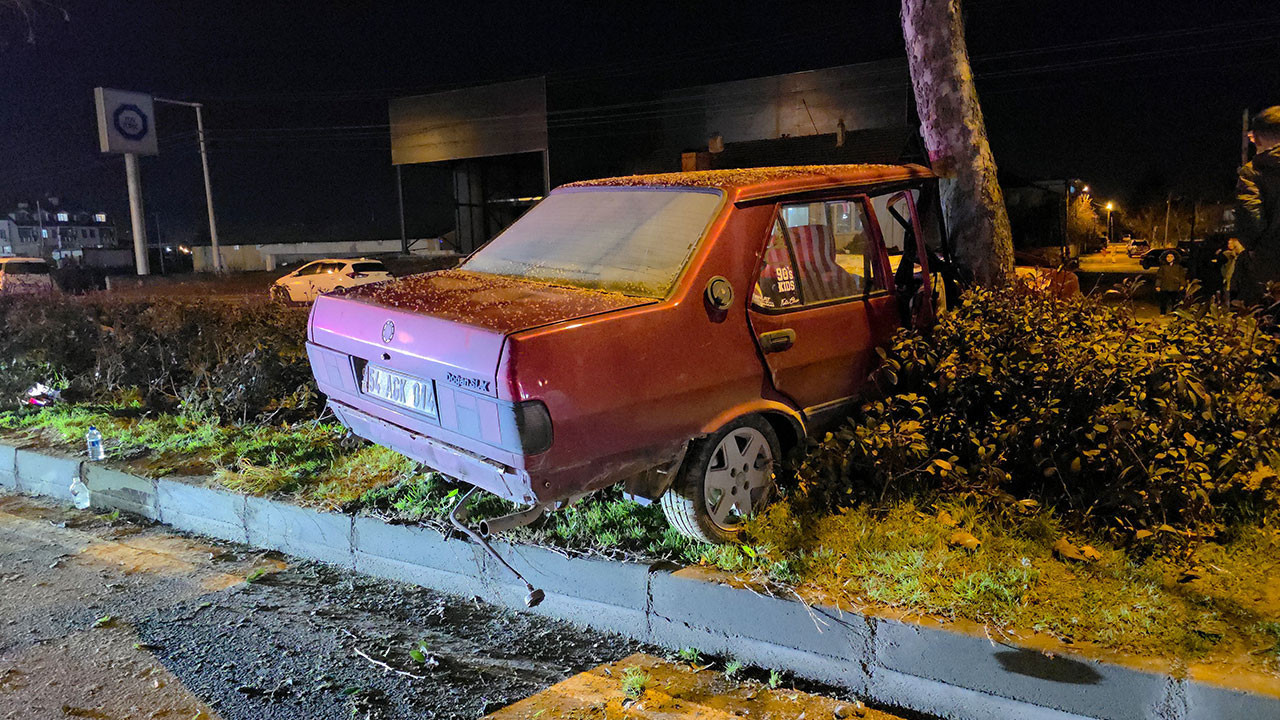 Otomobil refüjdeki ağaca çarptı: 1 kişi yaralandı