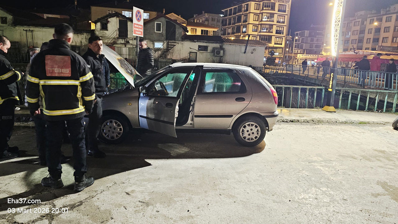 Otomobili küle dönmekten itfaiye kurtardı