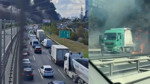 TEM Otoyolu'nda TIR yangını: Esenyurt-Edirne yönü trafiğe kapandı