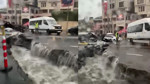 İstanbul'u sağanak vurdu, Eyüpsultan'da yol çöktü