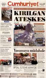 Cumhuriyet Gazetesi Manşeti