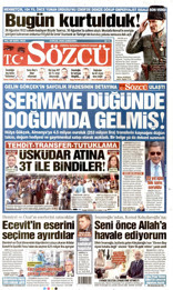Sözcü Gazetesi Manşeti