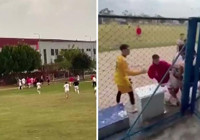 Adana'da maçta saha karıştı! Oyuncular arasında yumruklu tekmeli kavga çıktı