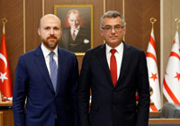 KKTC Cumhurbaşkanı Erhürman, İBTAV Mütevelli Heyeti Üyesi Bilal Erdoğan'ı kabul etti