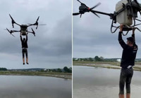 Samsun'da tehlikeli yolculuk! Drona asılıp uçtu