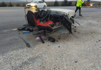 Eskişehir'de feci kaza: Cipin çarptığı otomobil ikiye ayrıldı