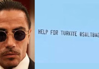 Nusret uçağın arkasına pankart astırıp Türkiye'ye yardım çağrısında bulundu!