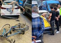 Bisikletten uçtu otomobile girdi