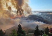 Suriye sınırındaki mayınlı bölgede yangın