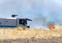 Suriye sınırında anız yangınları!