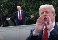 Trump Beyaz Saray'ın çatısına çıktı