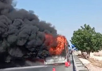 Şanlıurfa’da şehir içi yolcu otobüsü alev alev yandı