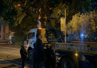 Fırtınada zarar gören minarede çalışma başlatıldı