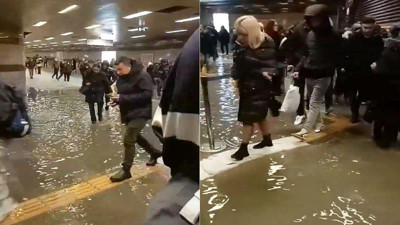 Mecidiyeköy Metrosu sular altında: İstanbullunun çilesi kamerada