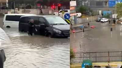 İstanbul kabusu yaşıyor! İş çıkış saatine dikkat! Fırtına geliyor... Araçlar suya gömüldü! Sele kapılan bile var
