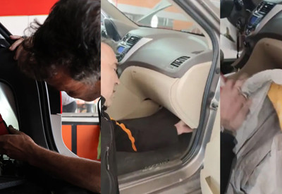 Pes dedirten görüntü; otomobilin airbaginden sünger çıktı