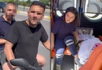 "İçinde hasta olduğuna inanmıyoruz" diyerek ambulansın önünü kestiler