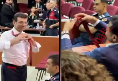 Mahkemeye damga vuran an! Ekrem İmamoğlu kravatını çıkarıp Özgür Çelik'e attı
