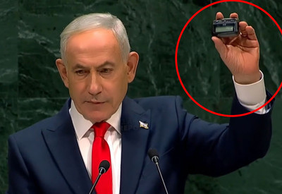Netanyahu, dünyayı bu cihazla tehdit etti! BM kürsüsünde skandal anlar...