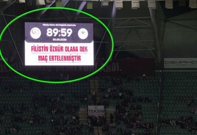 Konya'da Filistin için oynadılar. Dünyaya en anlamlı mesajı skorboarddan verdiler
