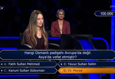 Milyoner'de 100 bin liralık ''Osmanlı'' sorusu: İki joker kullandı, yine bilemedi