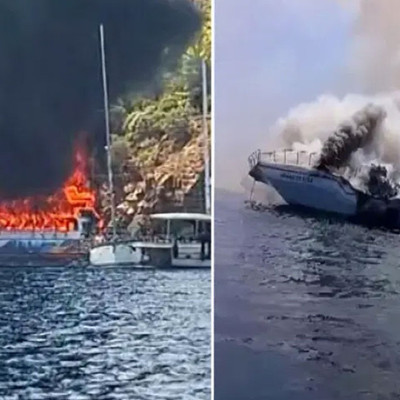 Fethiye'de can pazarı. Denizin ortasında gezi teknesinde yangın çıktı, 115 kişi denize atladı