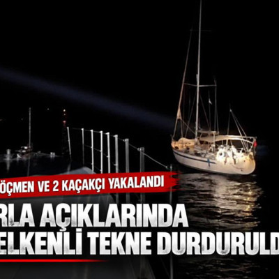 Urla açıklarında yelkenli tekne durduruldu: 11 göçmen ve 2 kaçakçı yakalandı