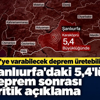 Şanlıurfa'daki 5,4'lük deprem sonrası kritik açıklama: 7'ye varabilecek deprem üretebilir