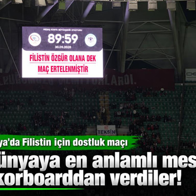 Konya'da Filistin için oynadılar. Dünyaya en anlamlı mesajı skorboarddan verdiler