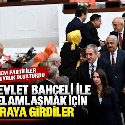 DEM Partililer Devlet Bahçeli ile selamlaşmak için sıraya girdi