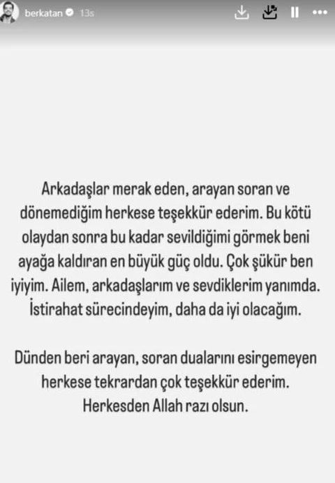 Trafik kazası geçiren Berk Atan'dan paylaşım! 'Beni ayağa kaldıran en büyük güç...' - Resim : 1