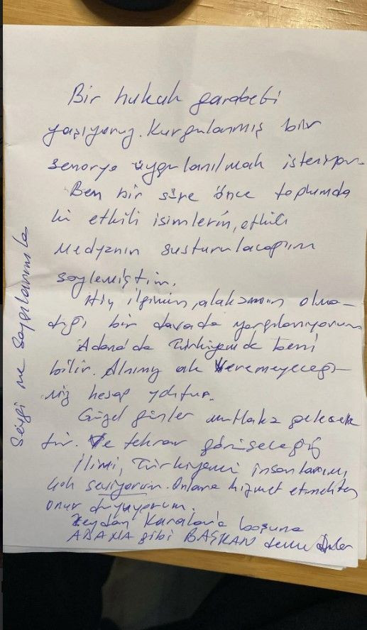 Zeydan Karalar'dan cezaevinden mektup: "Bir hukuk garabeti yaşıyoruz" - Resim : 1