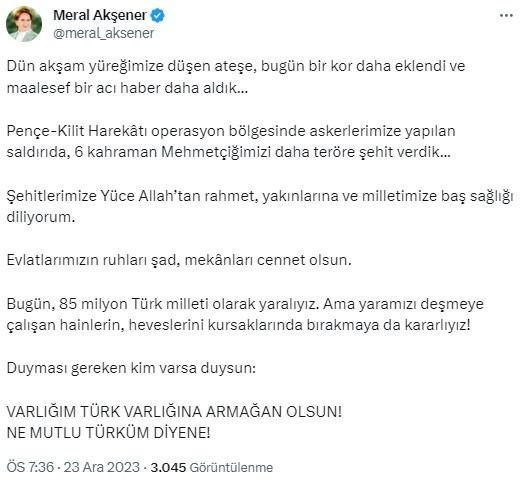6 askerimiz şehit oldu: Siyasilerden peş peşe taziye mesajları - Resim : 3