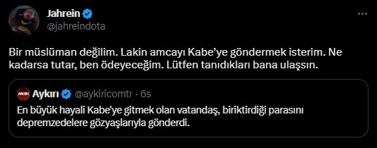 Jahrein'den 'Umre parasını depremzedelere bağışlayan' vatandaş için çağrı! - Resim : 3