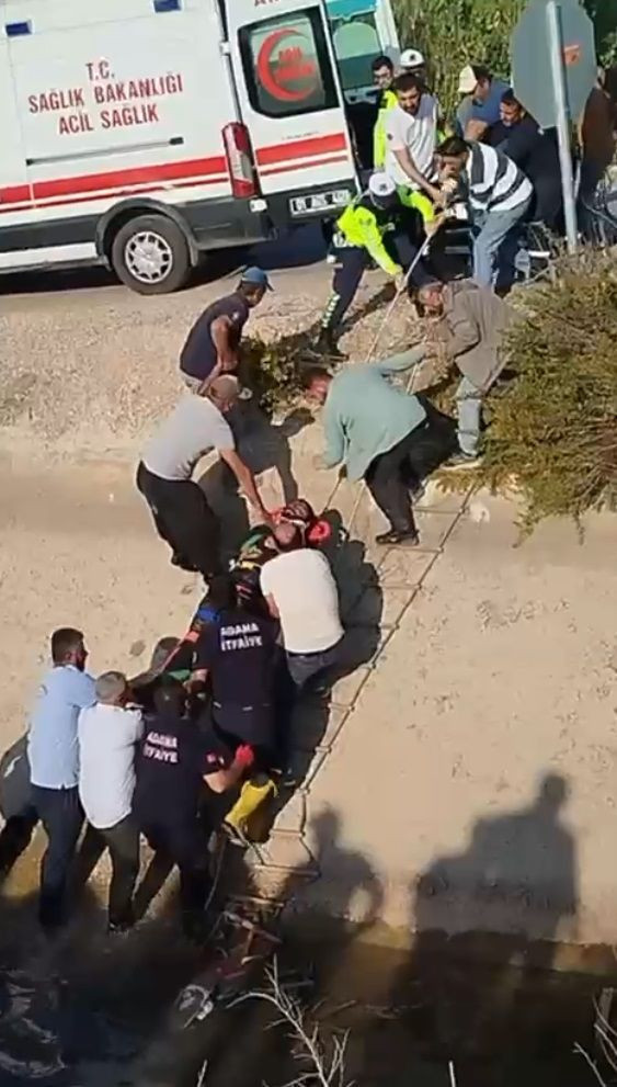 Motosiklet sulama kanalına düştü: 2 yaralı - Resim: 4