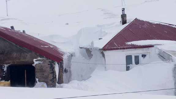 Ağrı Taşlıçay'da evler kar kütlelerinin arasında adeta kayboldu