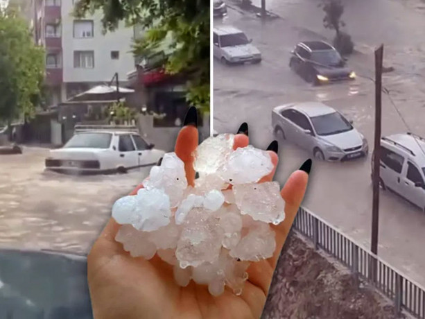 Meteoroloji uyarmıştı: Şiddetli sağanak ve dolu yolları göle çevirdi