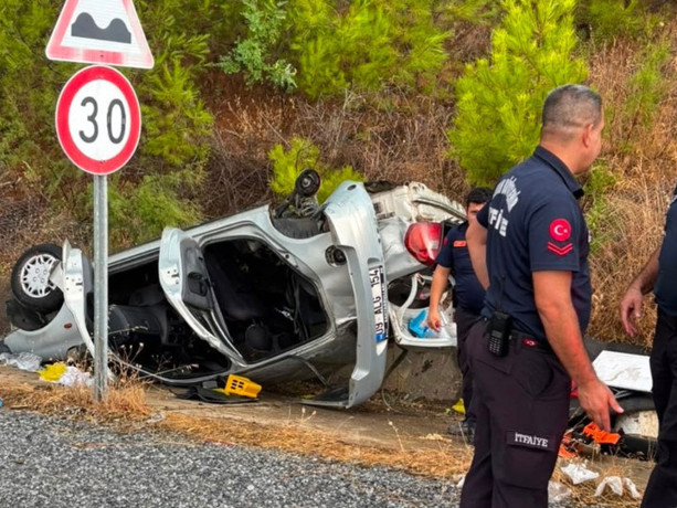 Aydın’da feci kaza! Otomobil takla attı; 1 ölü, 4 yaralı
