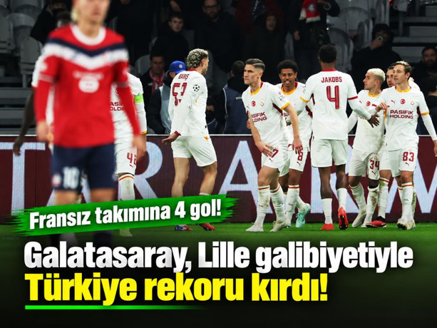 Galatasaray, Lille galibiyetiyle Türkiye rekoru kırdı!