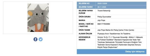 Bakanlık düğmeye bastı! O peluş oyuncağın satışı yasaklandı - Resim : 1