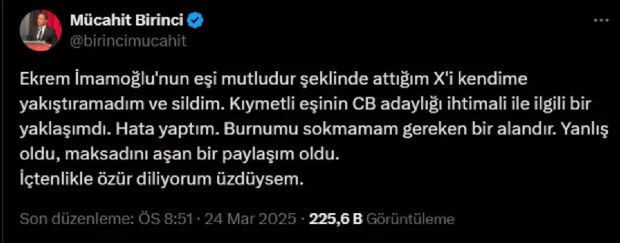 Dilek İmamoğlu’na hakaret tartışması: Melih Gökçek paylaşımını sildi, Mücahit Birinci özür diledi - Resim : 4