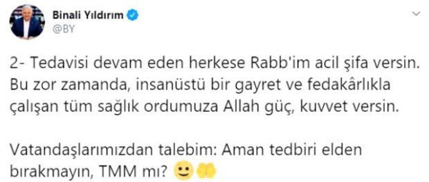 Binali Yıldırım ve eşi koronavirüsü yendi - Resim : 2
