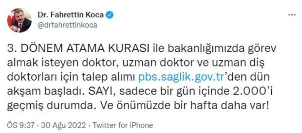 Kamuya dönmek isteyen doktor başvuruları ilk günden 2 bini aştı - Resim : 1