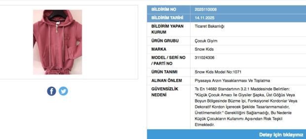 Bakanlık ifşa etti! 2 çocuk giyim markası yasaklandı - Resim : 1