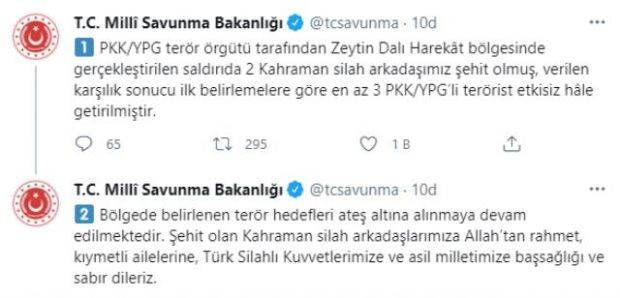 Zeytin Dalı harekat bölgesindeki terör saldırısında 2 askerimiz şehit oldu - Resim : 1