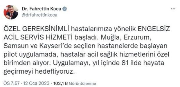 Hastanelerde "Engelsiz Acil Servis" hizmeti başladı - Resim : 1