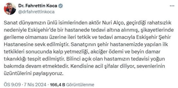 Bakan Fahrettin Koca'dan Nuri Alço açıklaması - Resim : 1