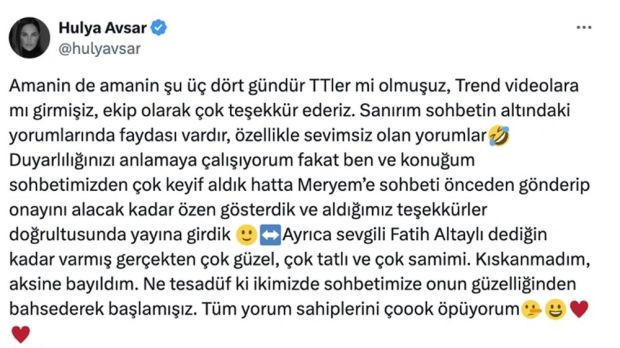 Meryem Uzerli'ye sorduğu soru gündem olmuştu: Hülya Avşar'dan açıklama - Resim : 2