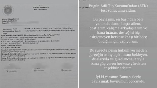 Oyuncu Burak Çelik uyuşturucu test sonucunu paylaştı! - Resim : 1